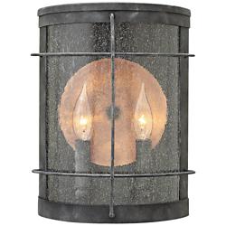 Hinkley Newport 9&quot;W Aged Zinc 2 Candle Outdoor Wall Light