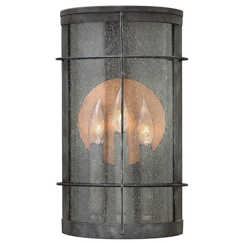 Image 1 Hinkley Newport 9"W Aged Zinc 3 Candle Outdoor Wall Light