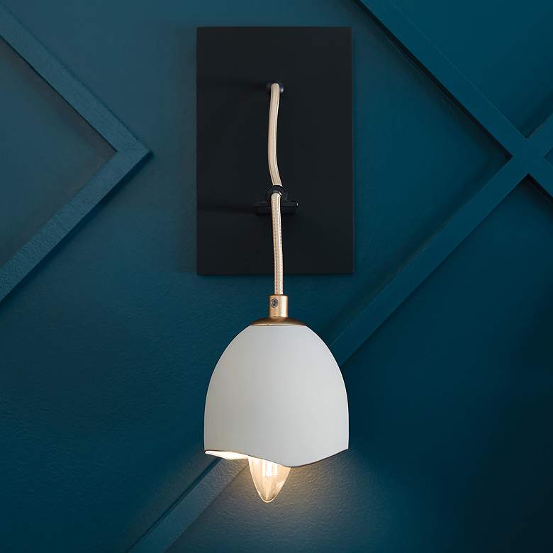 Image 1 Hinkley Nula 13" High Shell White and Gold Leaf Wall Sconce