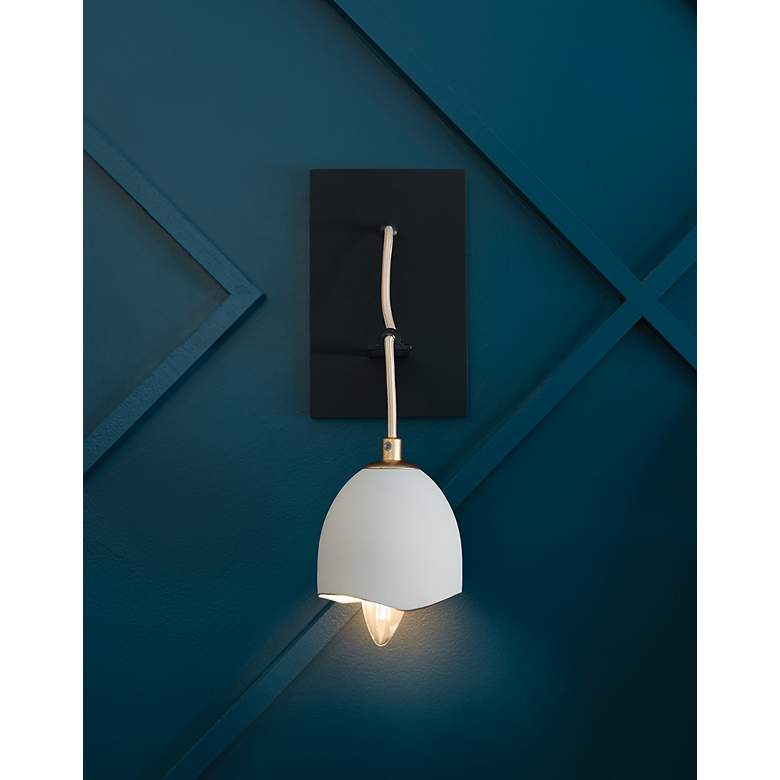 Image 7 Hinkley Nula 13" High Shell White and Gold Leaf Wall Sconce more views