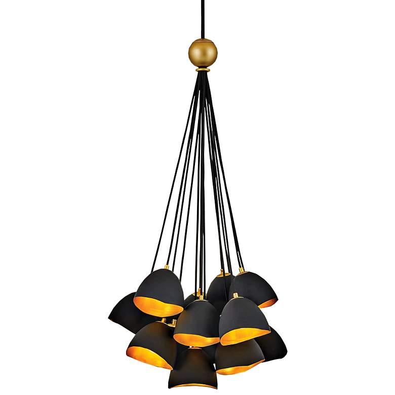 Image 2 Hinkley Nula 26" Wide Shell Black Gold Leaf 15-Light Pendant