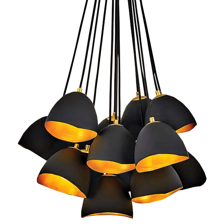 Image 3 Hinkley Nula 26" Wide Shell Black Gold Leaf 15-Light Pendant more views