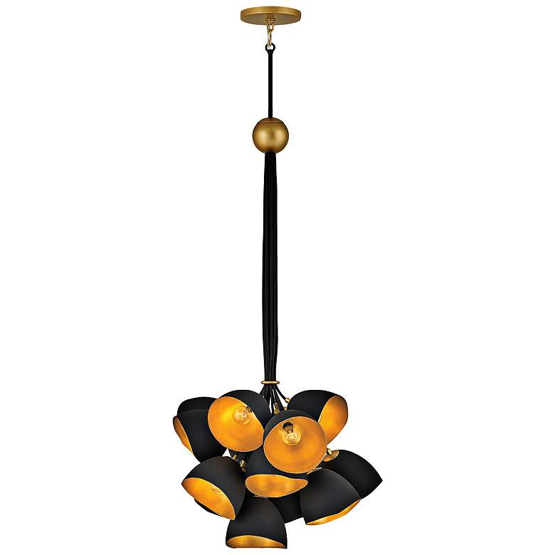Image 4 Hinkley Nula 26" Wide Shell Black Gold Leaf 15-Light Pendant more views