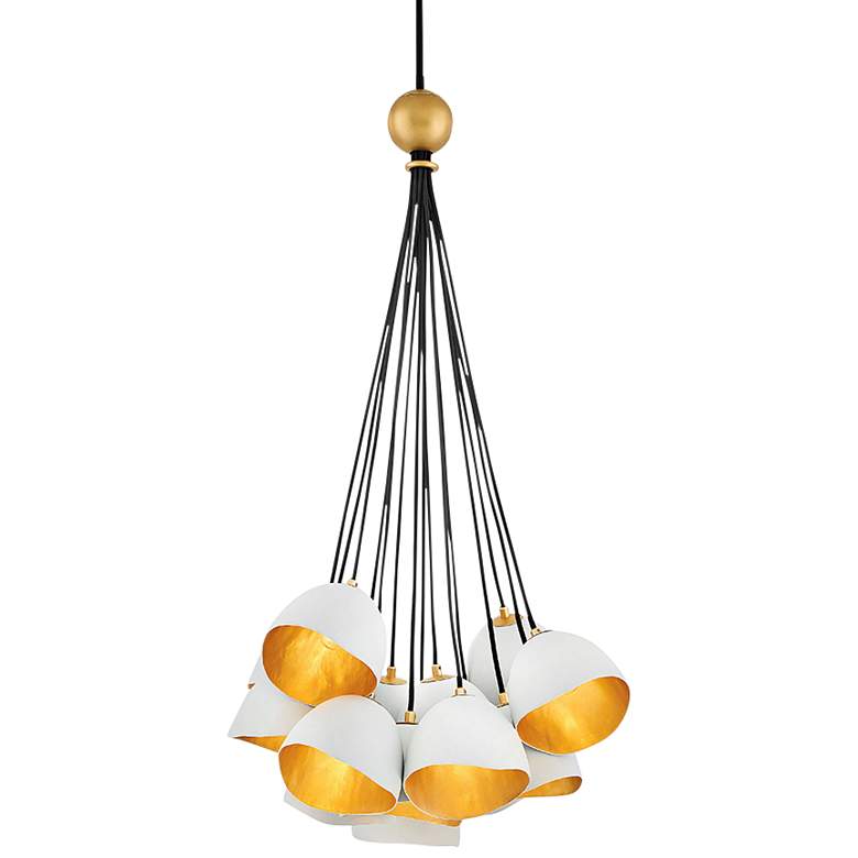 Image 2 Hinkley Nula 26" Wide Shell White and Gold 15-Light Pendant