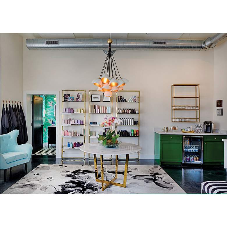 Image 7 Hinkley Nula 26" Wide Shell White and Gold 15-Light Pendant more views