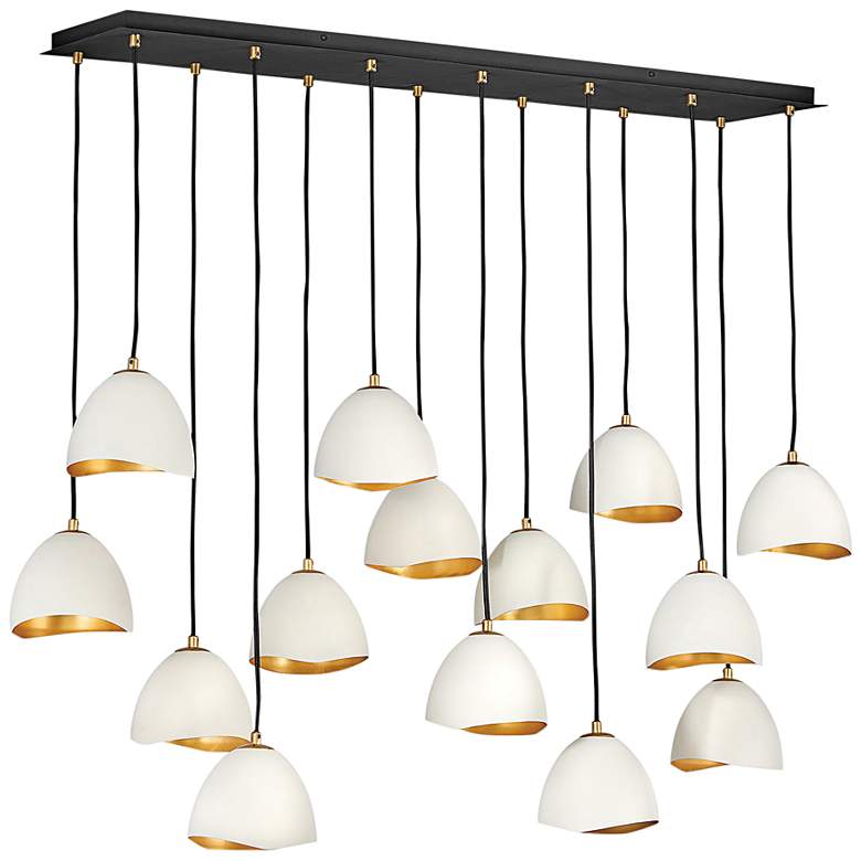 Image 2 Hinkley Nula 48.5 inch Wide 14-Light White and Gold Linear Chandelier