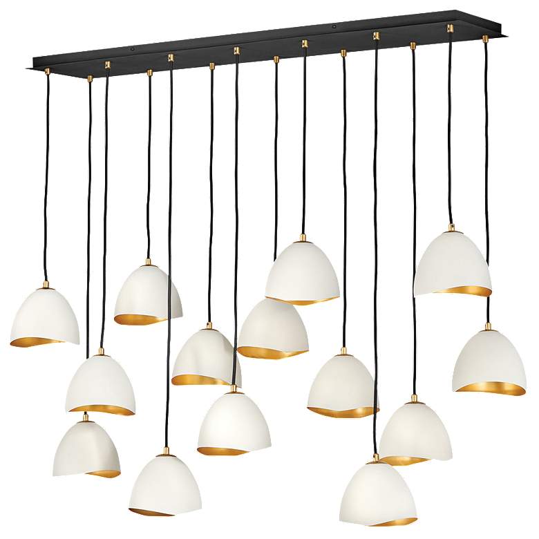 Image 1 Hinkley Nula 48.5 inch Wide 14-Light White and Gold Linear Chandelier