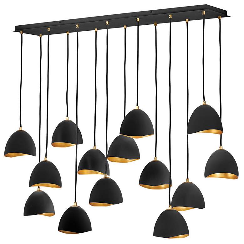 Image 1 Hinkley Nula 48 1/2" Wide Black Shell Modern Linear 14-Light Pendant