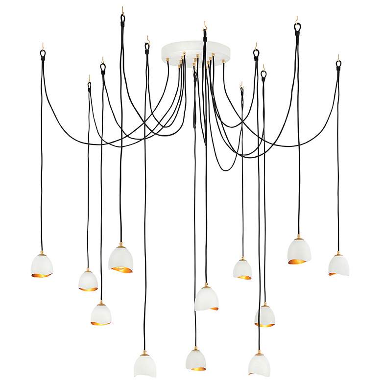 Image 1 Hinkley Nula 60"W Shell White 12-Light Multi-Tier Chandelier