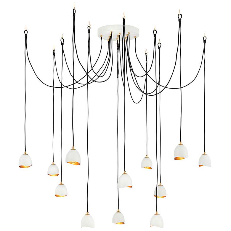 Image 1 Hinkley Nula 60 inchW Shell White 12-Light Multi-Tier Chandelier