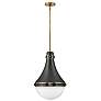 1_Hinkley Oliver 14 1/4" Wide Black with White Glass Pendant