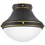 1_Hinkley Oliver 14" Wide Black with Brass Ceiling Light