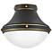 Hinkley Oliver 14" Wide Black with Brass Ceiling Light