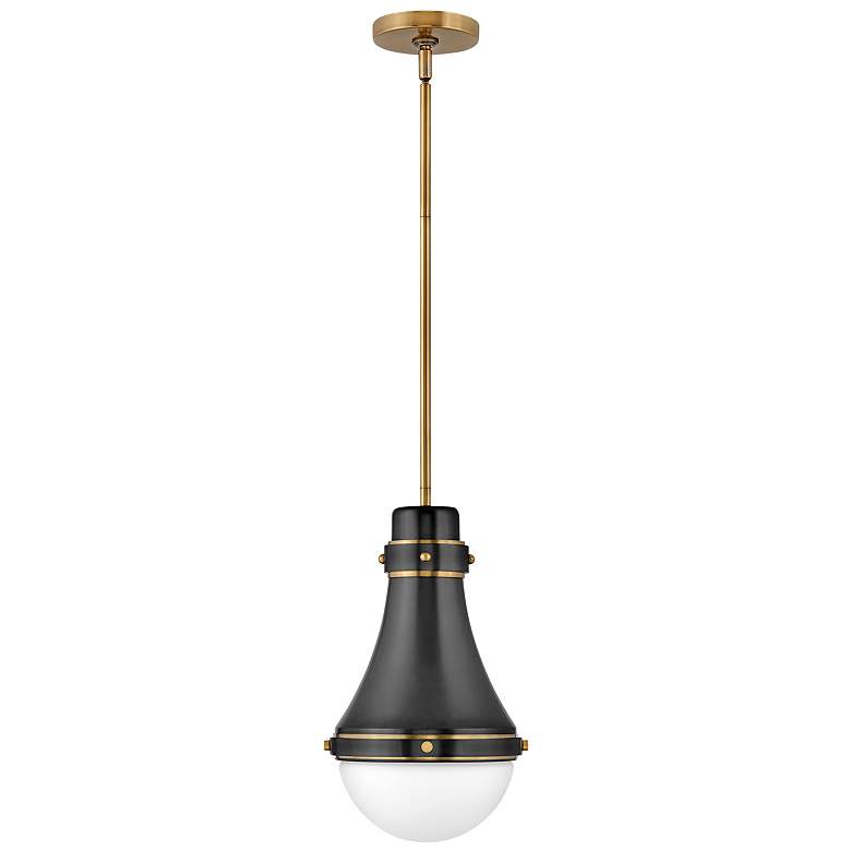 Image 1 Hinkley Oliver 9" Wide Black and Heritage Brass Mini-Pendant