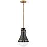 1_Hinkley Oliver 9" Wide Black and Heritage Brass Mini-Pendant