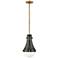 Hinkley Oliver 9" Wide Black and Heritage Brass Mini-Pendant
