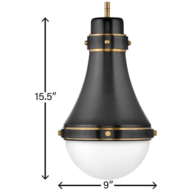 Image 3 Hinkley Oliver 9" Wide Black and Heritage Brass Mini-Pendant more views