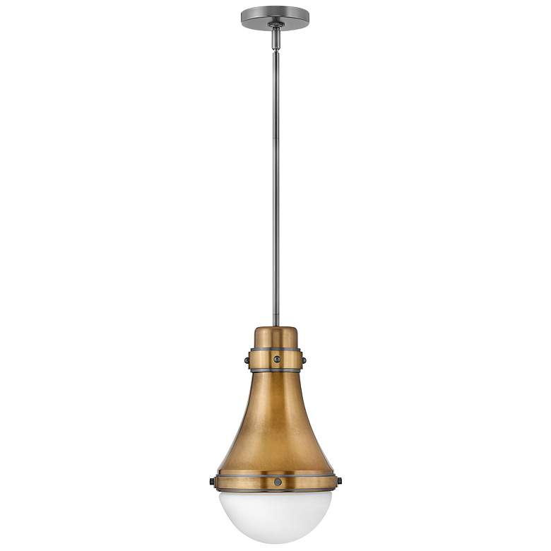 Image 1 Hinkley Oliver 9" Wide Heritage Brass Mini Pendant