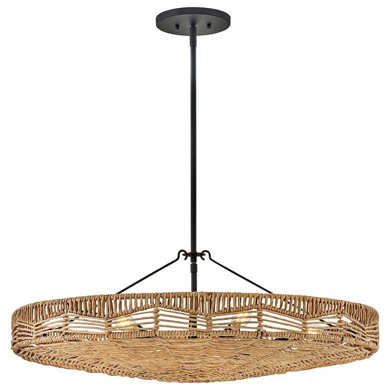 Image 1 Hinkley Ophelia 30" Wide 6-Light Brown Woven Rattan Drum Pendant
