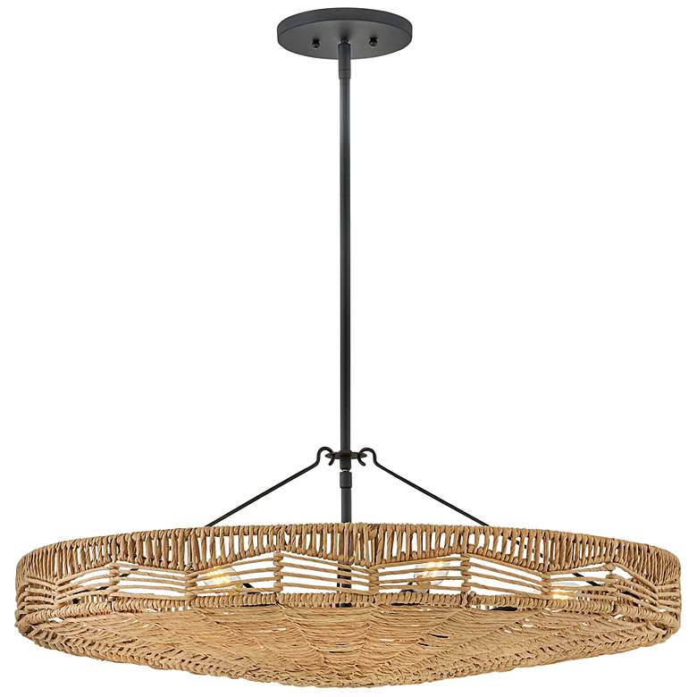 Image 2 Hinkley Ophelia 30" Wide 6-Light Brown Woven Rattan Drum Pendant more views