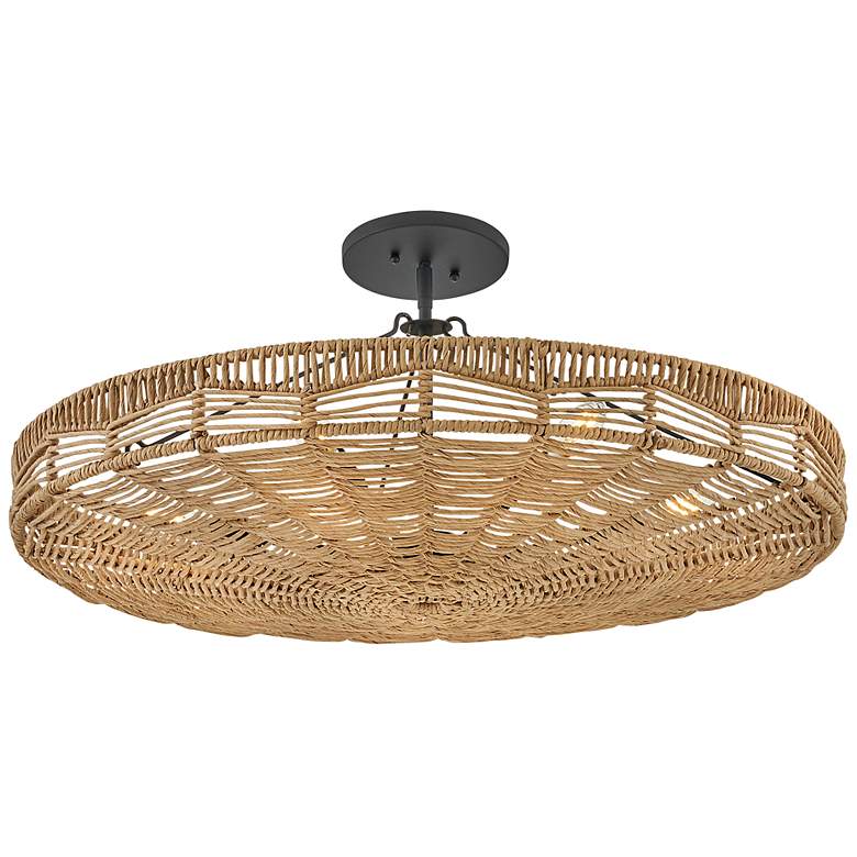 Image 6 Hinkley Ophelia 30" Wide 6-Light Brown Woven Rattan Drum Pendant more views