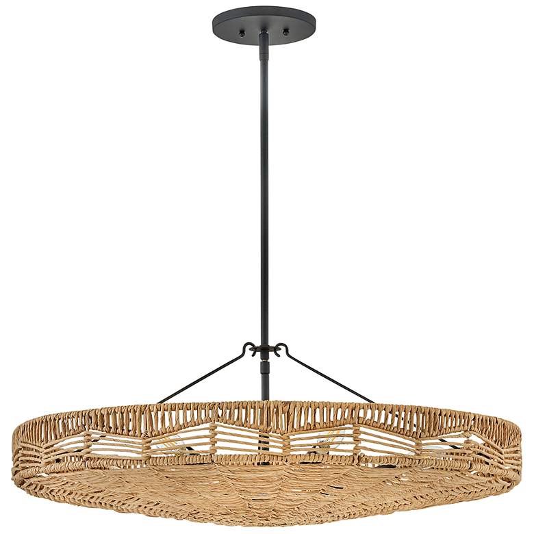 Image 7 Hinkley Ophelia 30" Wide 6-Light Brown Woven Rattan Drum Pendant more views