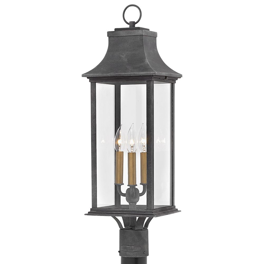 Image 2 Hinkley Outdoor Adair Large LED Post Top Mount Lantern 27.75" Aged Zinc more views