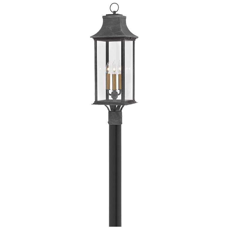 Image 1 HINKLEY OUTDOOR ADAIR Large Post Top or Pier Mount Lantern Aged Zinc