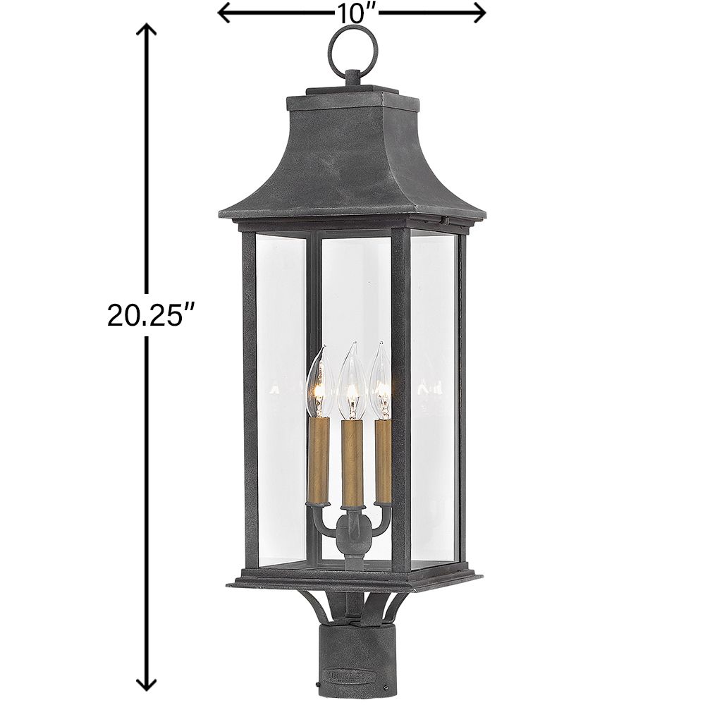 Image 5 HINKLEY OUTDOOR ADAIR Large Post Top or Pier Mount Lantern Aged Zinc more views