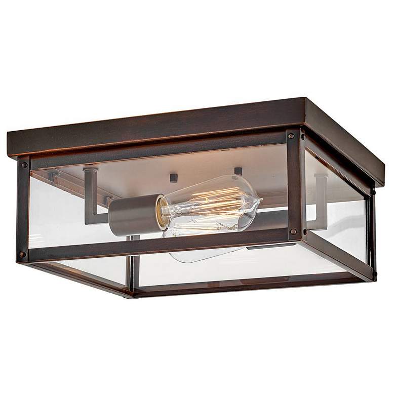 Image 1 Hinkley Outdoor Beckham Small Flush Mount 12.0" Blackened Copper