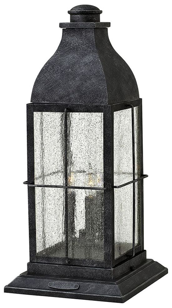 Image 2 Hinkley Outdoor Bingham Large Pier Mount Lantern 9.75" Greystone