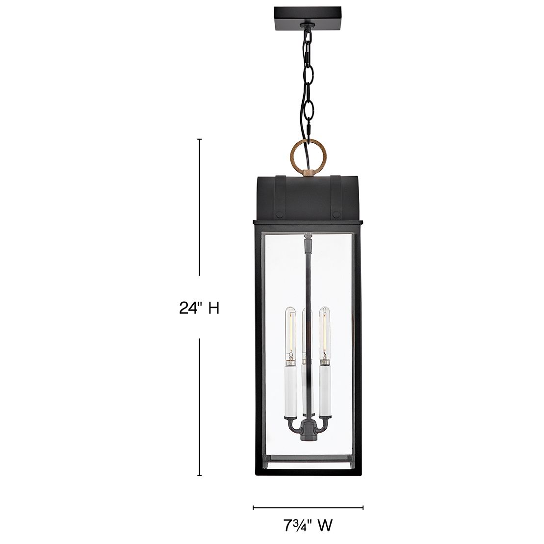 Image 3 Hinkley Outdoor Campbell Large Hanging Lantern 24" Black more views