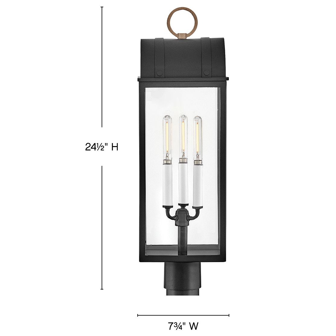 Image 3 Hinkley Outdoor Campbell Large Post Lantern 24.5" Black more views