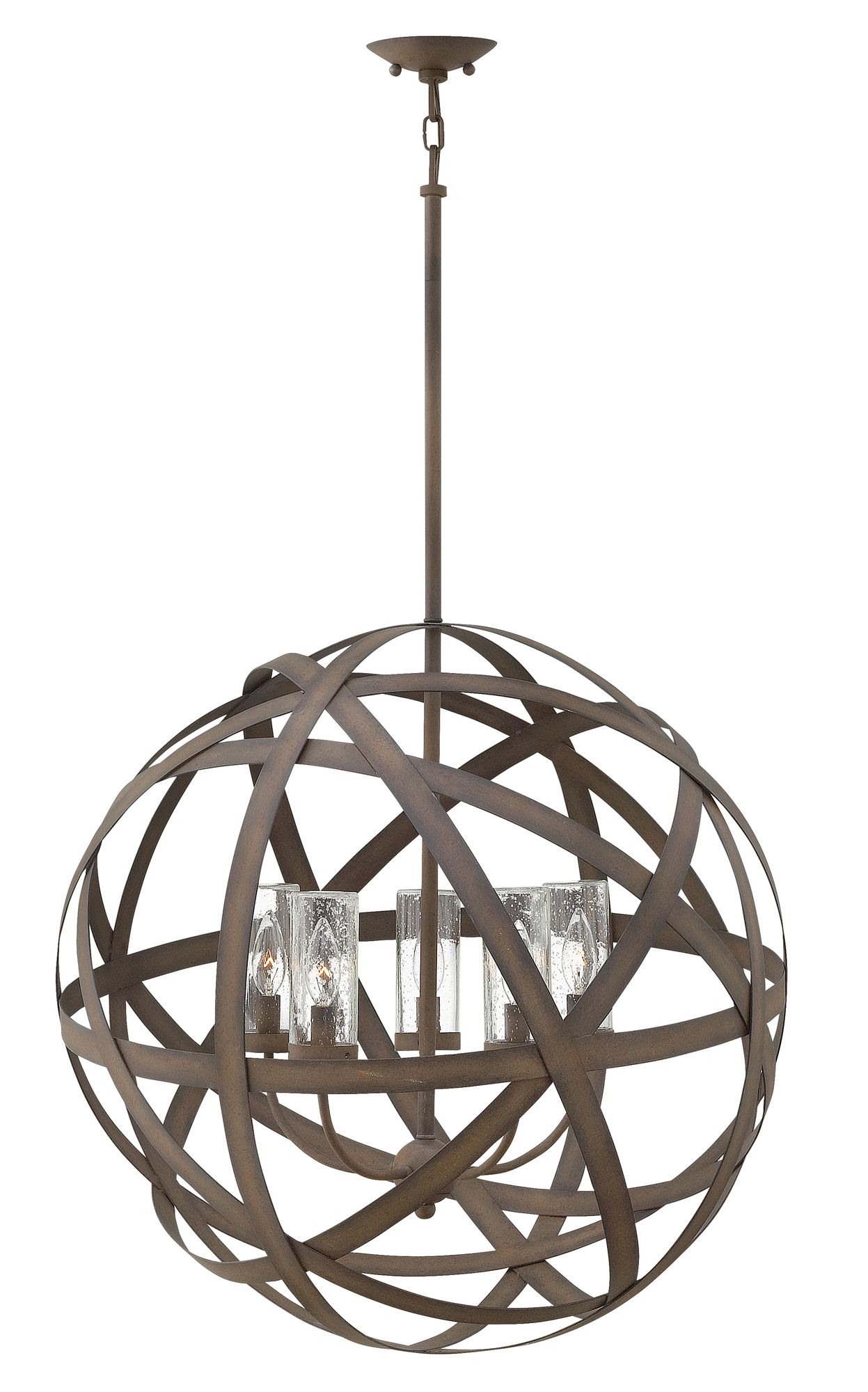 Image 2 Hinkley Outdoor Carson Medium Orb Chandelier 26.25" 12V Vintage Iron more views
