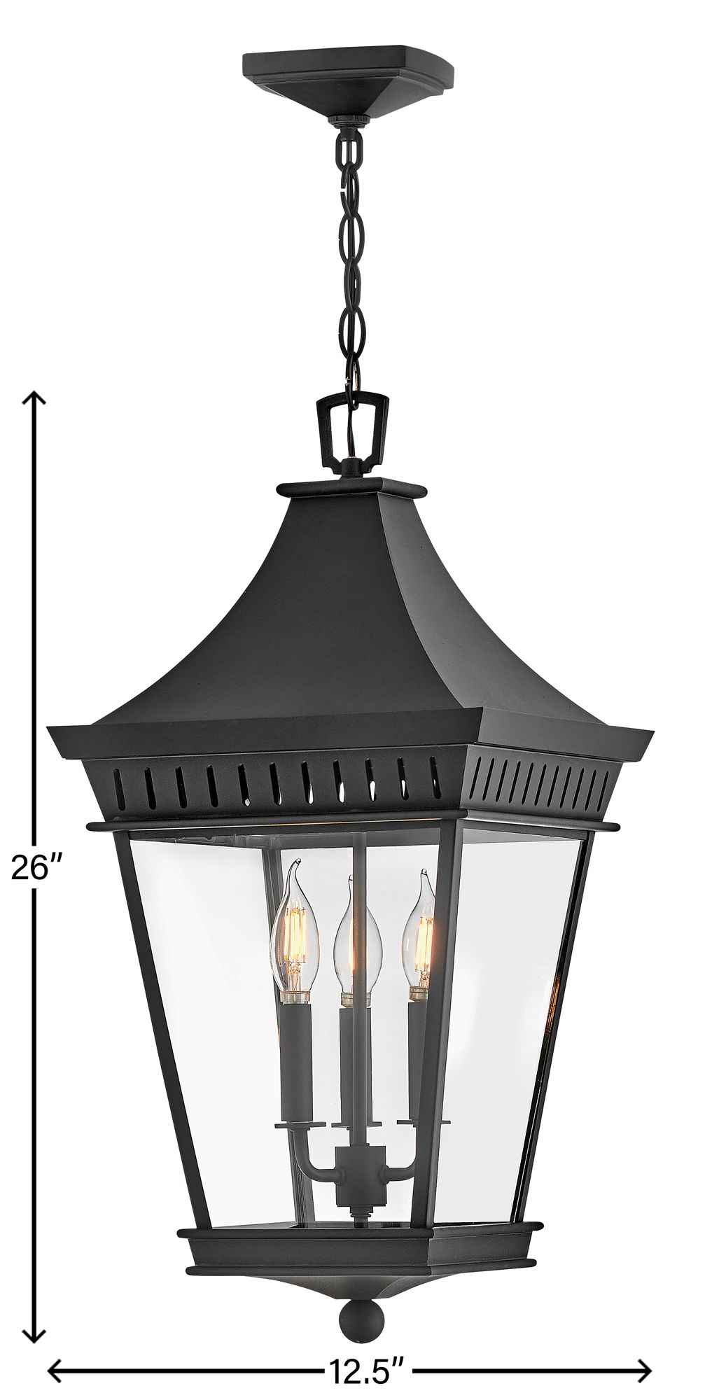 Hinkley Outdoor Chapel Hill Large Hanging Lantern 12.5" Museum Black
