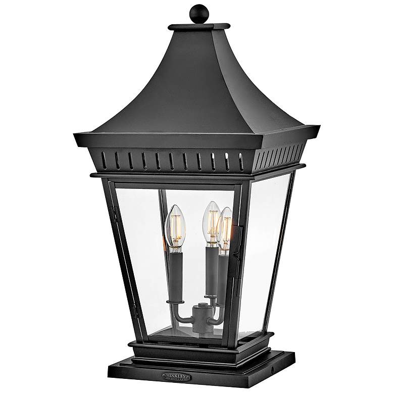 Image 1 Hinkley Outdoor Chapel Hill Large Pier Mount Lantern 12.5" Museum Blac