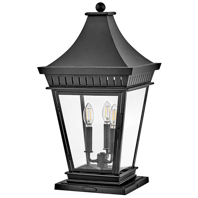Image 2 Hinkley Outdoor Chapel Hill Large Pier Mount Lantern 12.5" Museum Blac more views