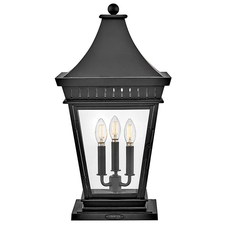 Image 7 Hinkley Outdoor Chapel Hill Large Pier Mount Lantern 12.5" Museum Blac more views