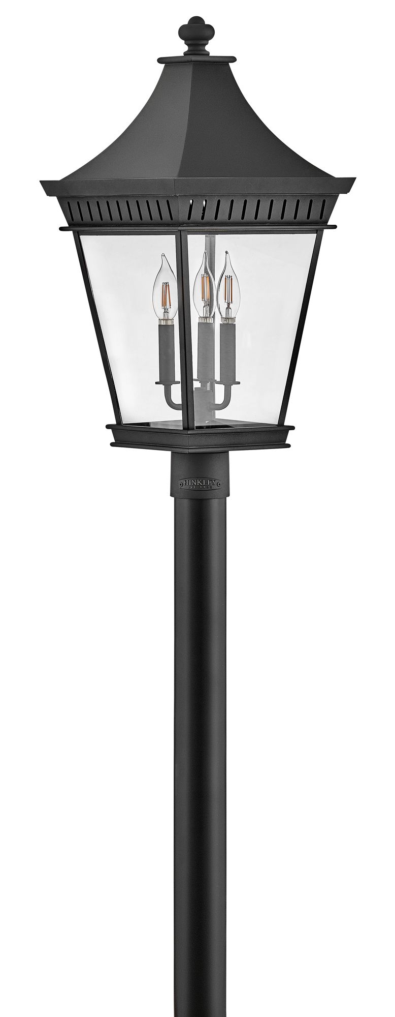 Image 4 Hinkley Outdoor Chapel Hill Large Post Top Mount Lantern 12.5" Museum Black more views