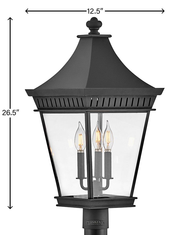 Hinkley Outdoor Chapel Hill Large Post Top Mount Lantern 12.5" Museum Black