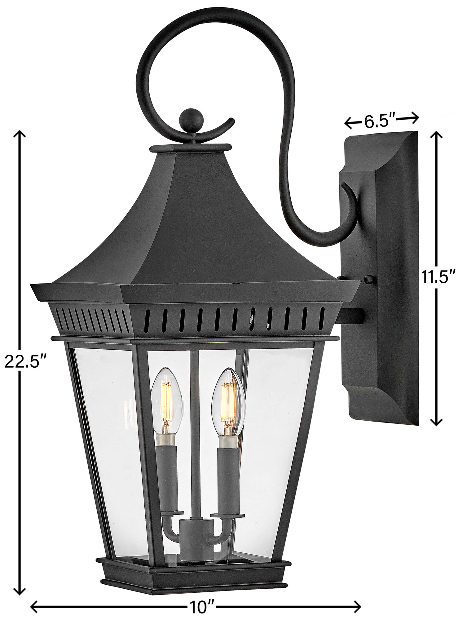 Hinkley - Outdoor Chapel Hill Medium Wall Mount Lantern- Museum Black