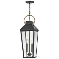 Hinkley - Outdoor Dawson Large Hanging Lantern- Black/Burnished Bronze