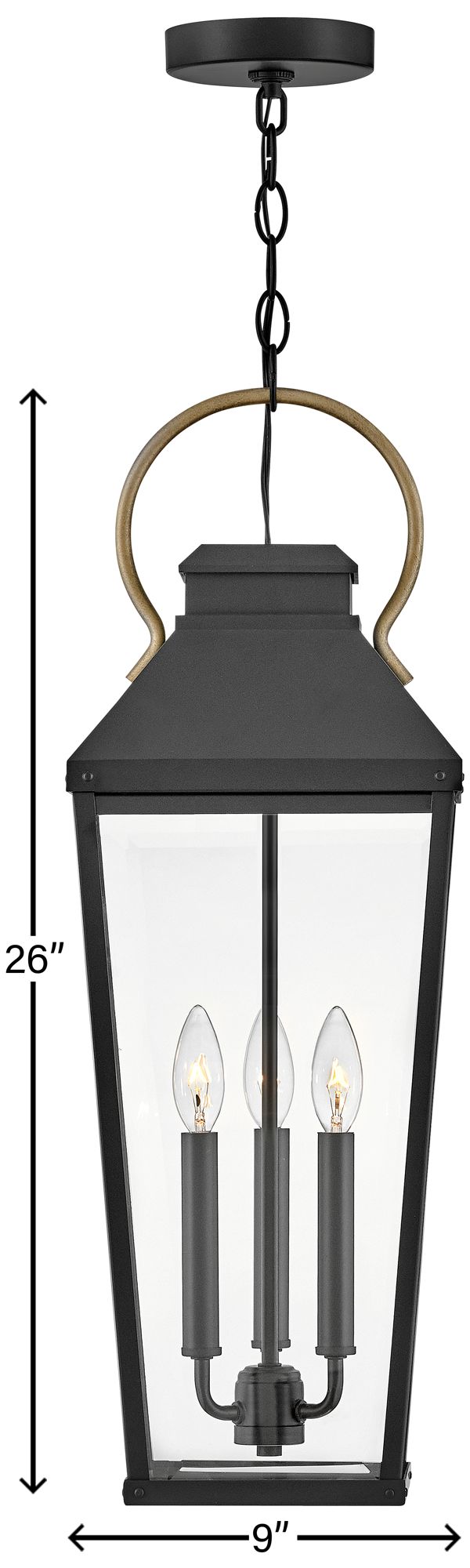 Hinkley - Outdoor Dawson Large Hanging Lantern- Black/Burnished Bronze