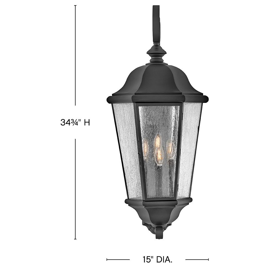 Image 3 Hinkley Outdoor Edgewater Extra Large Wall Mount Lantern 34.75" Black more views
