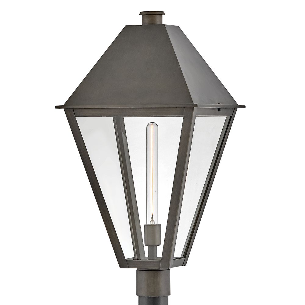 Image 7 Hinkley Outdoor Endsley Large Post Mount Lantern 14.0" Blackened Brass more views