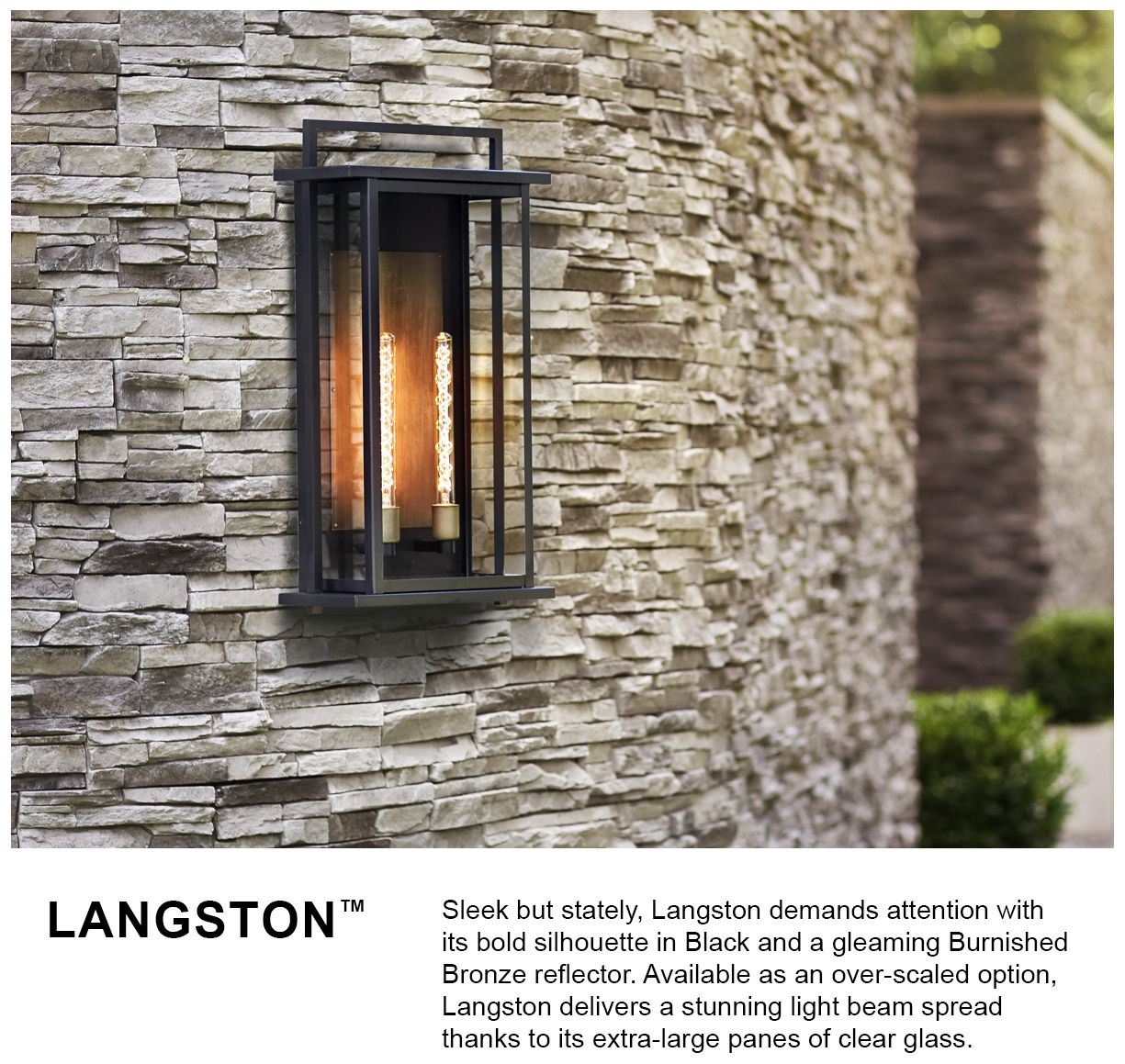 HINKLEY OUTDOOR LANGSTON Tall Wall Mount Lantern Black