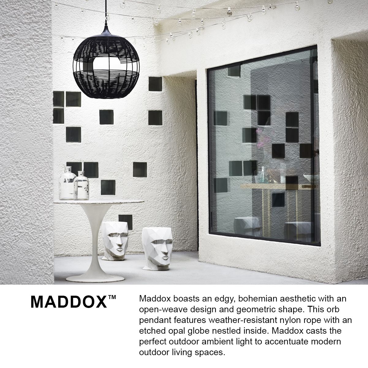 Hinkley Outdoor Maddox Medium Orb Chandelier 24.25" Black