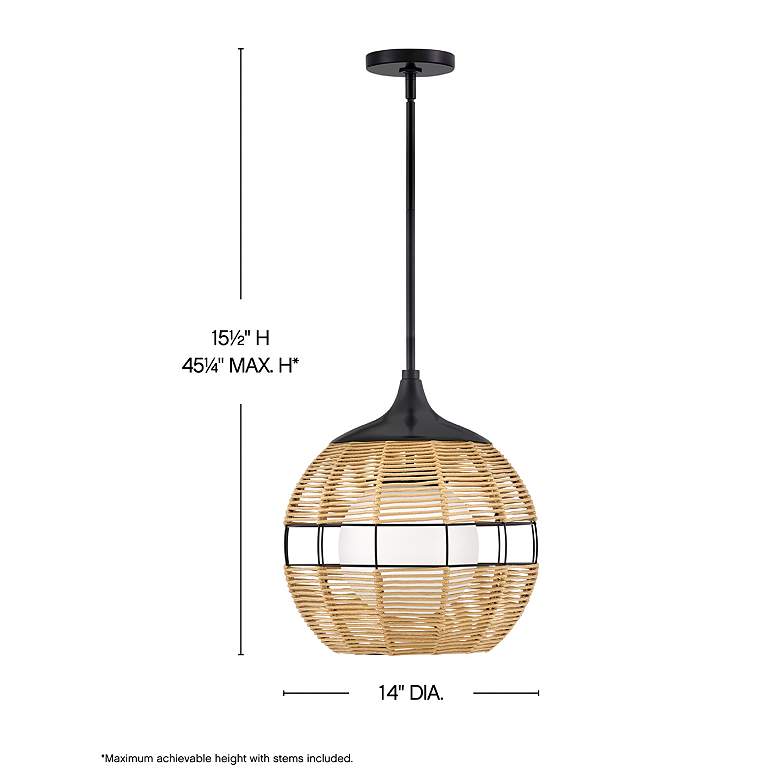 Image 3 HINKLEY OUTDOOR MADDOX Medium Orb Pendant Black more views