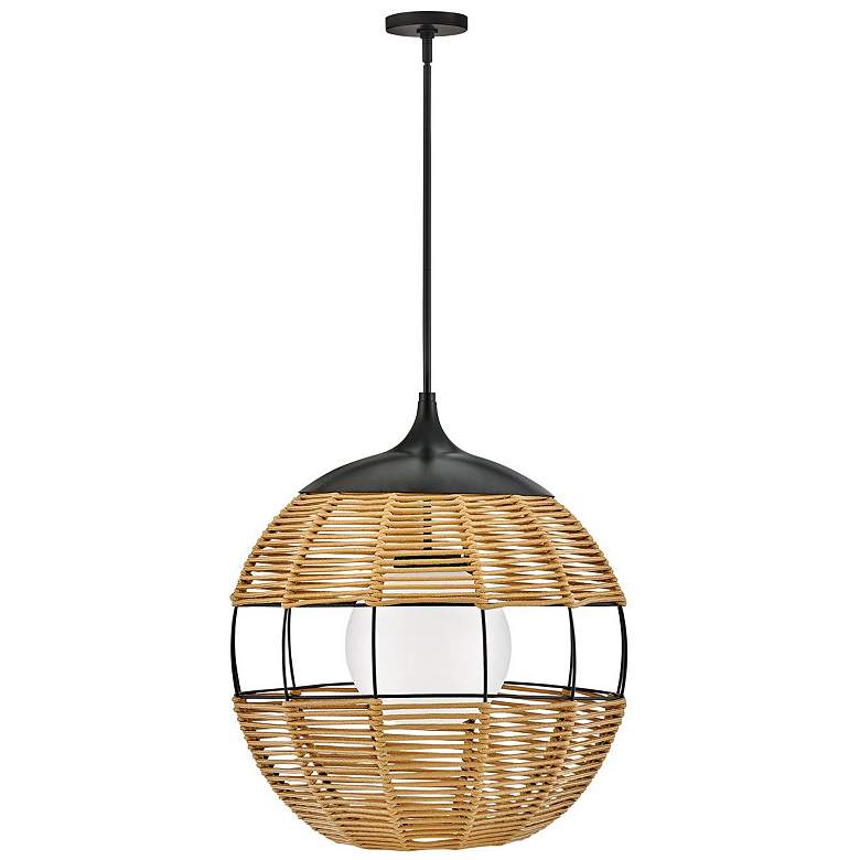 Image 1 Hinkley - Outdoor Maddox Orb Pendant- Black with Light Natural Nylon Shade