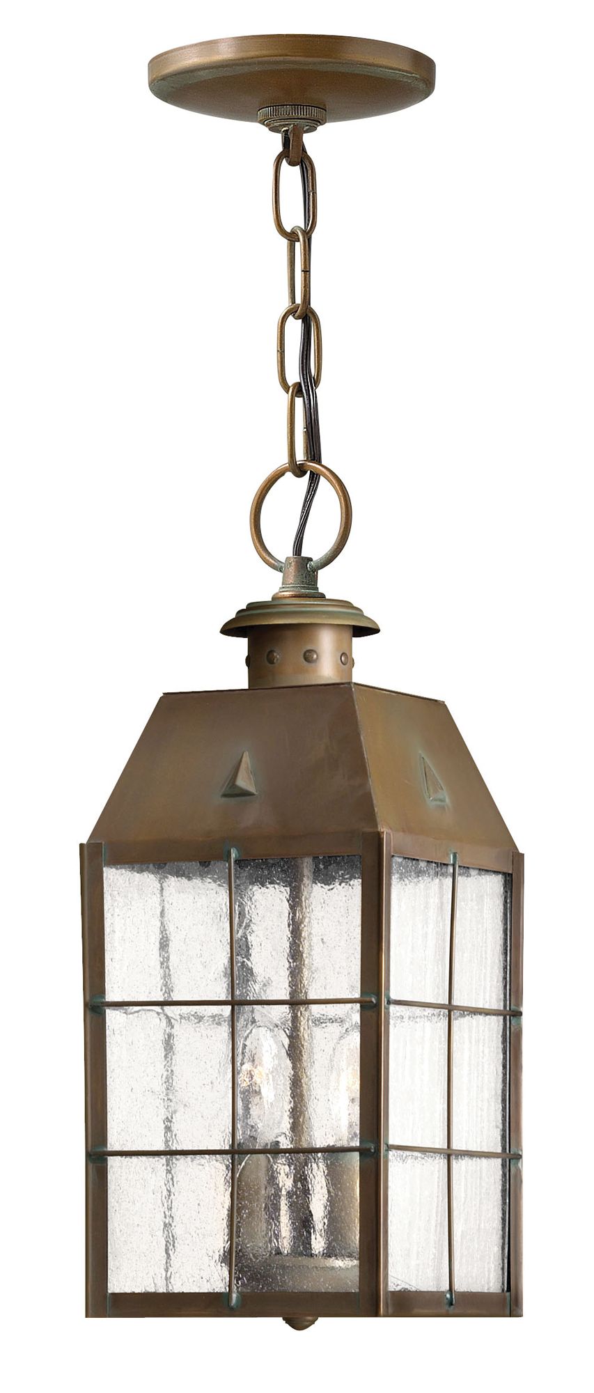 Image 3 Hinkley Outdoor Nantucket Medium Hanging Lantern 5.5" Aged Brass more views
